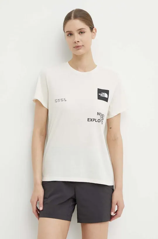 beżowy The North Face t-shirt sportowy Foundation Coordinates Damski