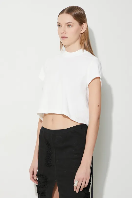 alb Rick Owens tricou din bumbac Cropped Small Level T-Shirt