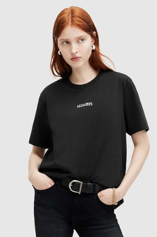 чорний Бавовняна футболка AllSaints FORTUNA Жіночий