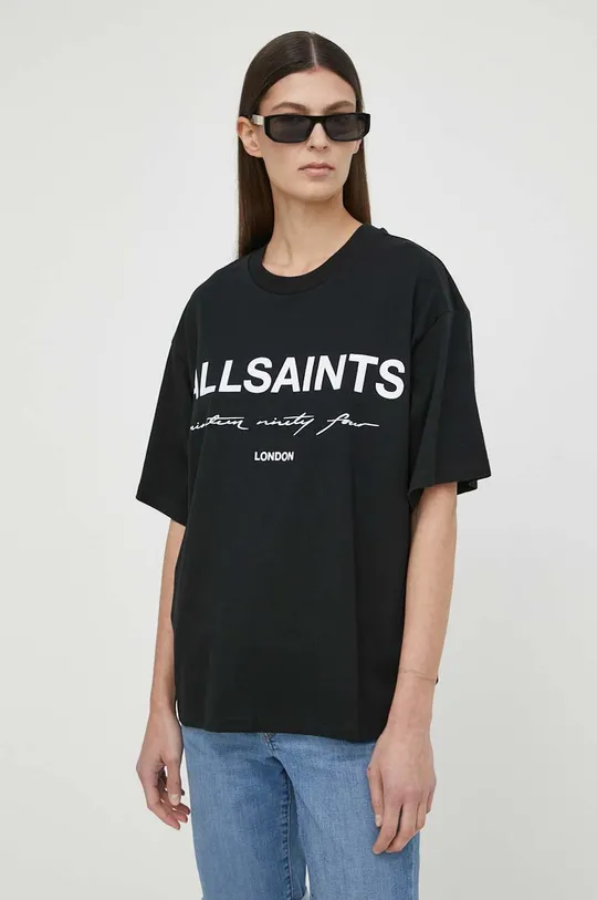 μαύρο Βαμβακερό μπλουζάκι AllSaints HELIS CARLIE TEE Γυναικεία