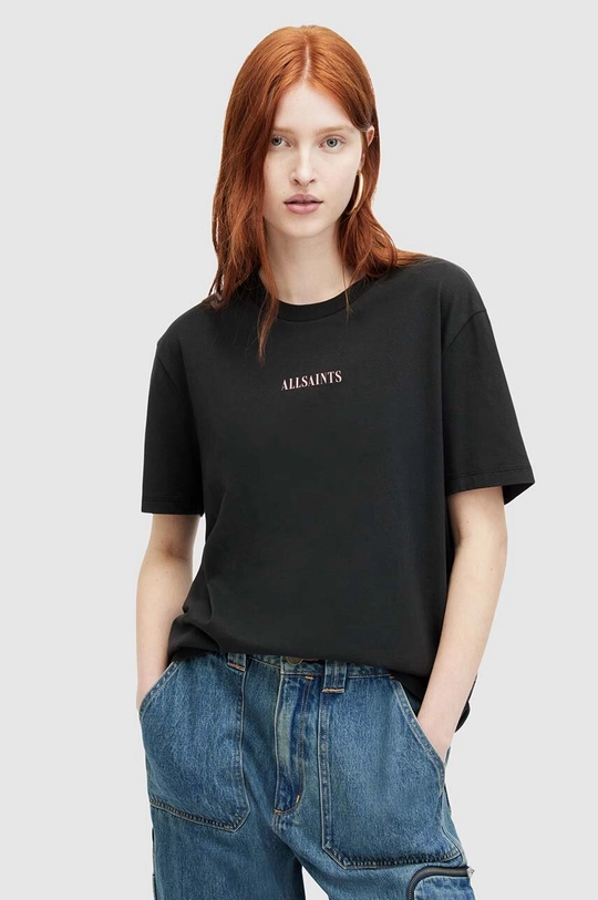 czarny AllSaints t-shirt bawełniany CREDI BOYFRIEND Damski