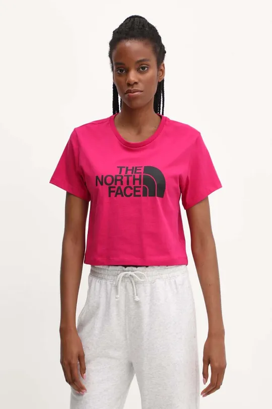 rózsaszín The North Face pamut póló