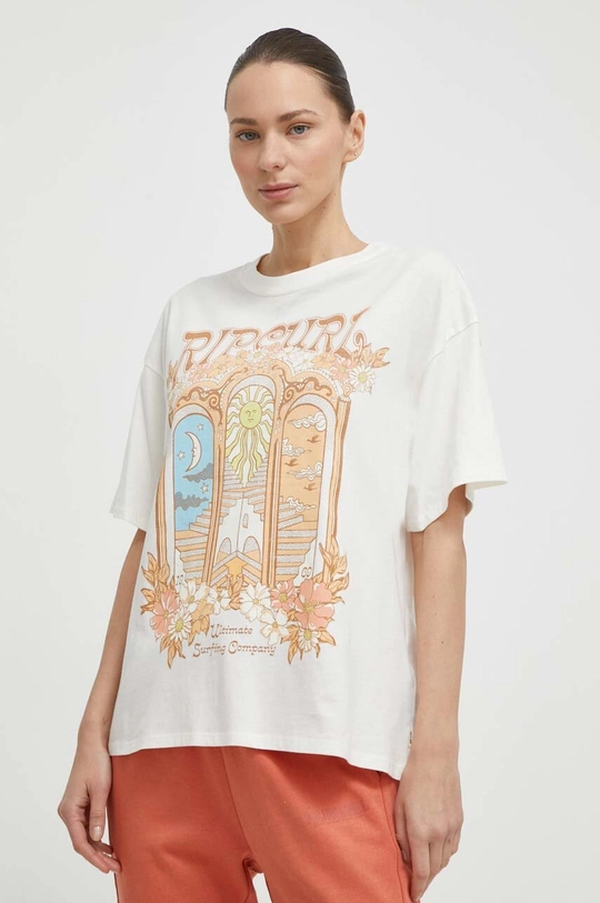 beige Rip Curl t-shirt in cotone Donna