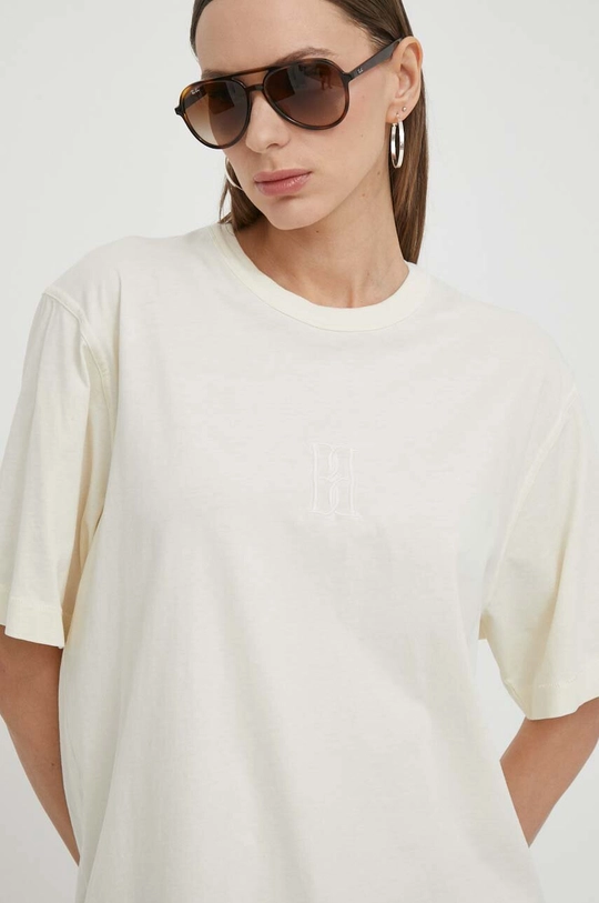 beżowy By Malene Birger t-shirt bawełniany