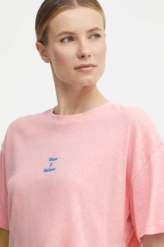 roza Kratka majica s primesjo lanu Picture Hampy Ženski