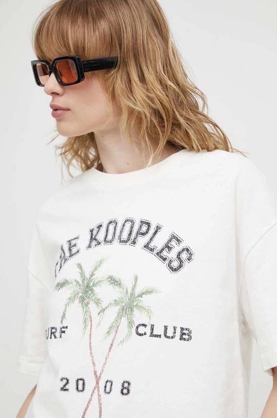 beżowy The Kooples t-shirt bawełniany