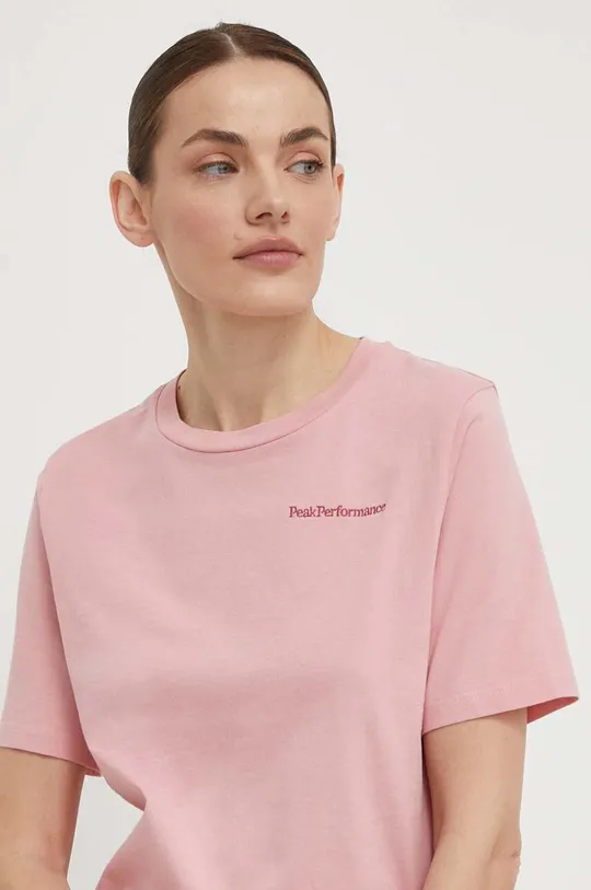 ružová Bavlnené tričko Peak Performance