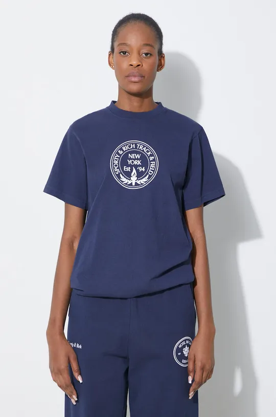 blu navy Sporty & Rich t-shirt in cotone Central Park T Shirt Donna