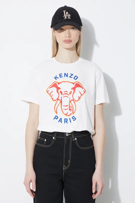 bianco Kenzo t-shirt in cotone Elephant Loose T-Shirt Donna