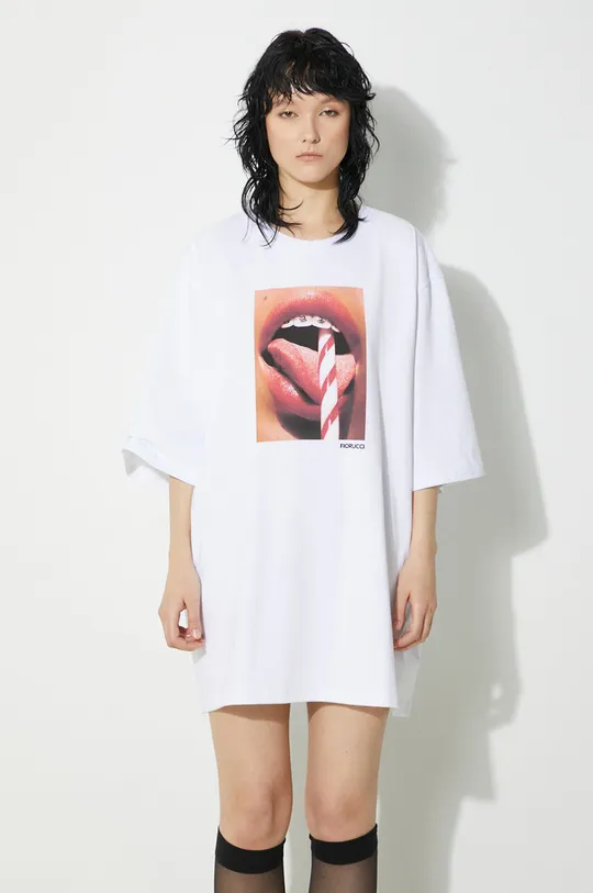 λευκό Βαμβακερό μπλουζάκι Fiorucci Mouth Print Boxy T-Shirt Γυναικεία