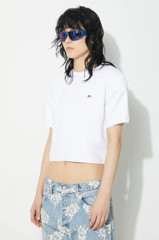 white Fiorucci t-shirt Angel Patch Padded Cropped T-Shirt