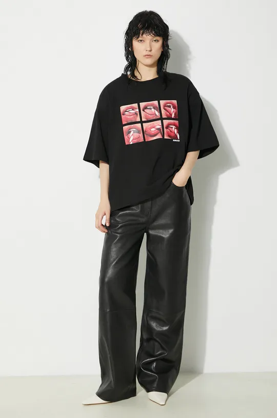 Fiorucci t-shirt in cotone Mouth Print Padded T-Shirt nero