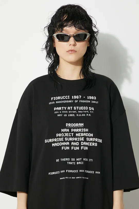 czarny Fiorucci t-shirt bawełniany Invitation Print Oversized T-Shirt