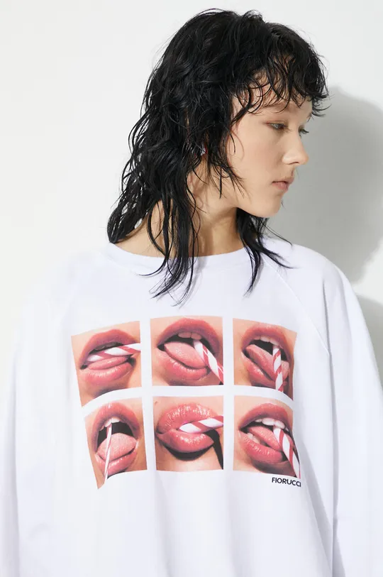 Хлопковая футболка Fiorucci Mouth Print Cropped Padded T-Shirt Женский