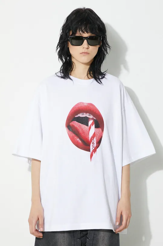 white Fiorucci cotton t-shirt Mouth Print Boxy Unisex