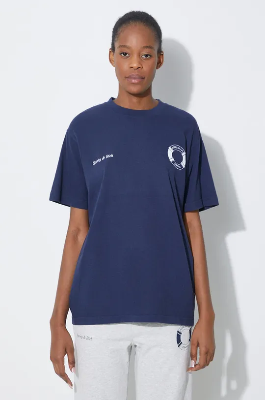 blu navy Sporty & Rich t-shirt in cotone Buoy T Shirt Donna