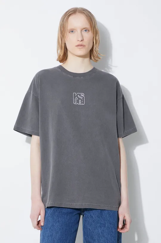 gray KSUBI cotton t-shirt Stacked Oh G Ss Tee Charcoal Women’s
