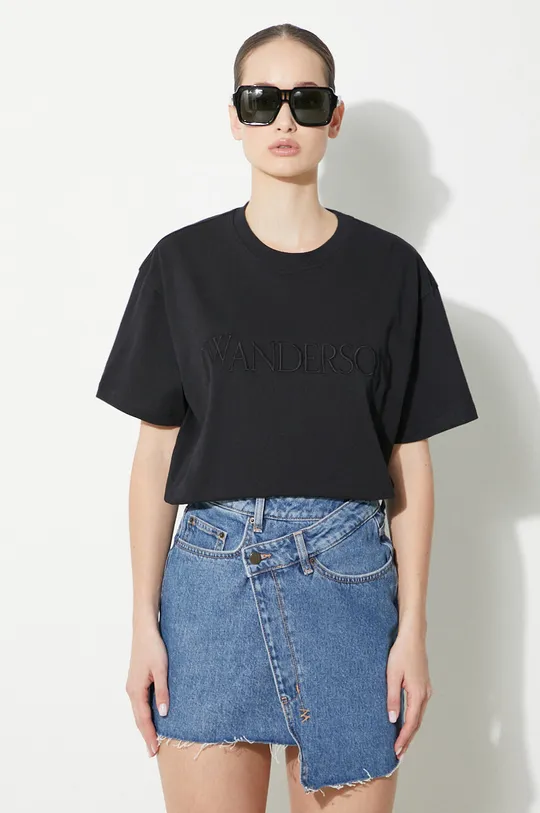 nero JW Anderson t-shirt in cotone Logo Embroidery T-Shirt Donna