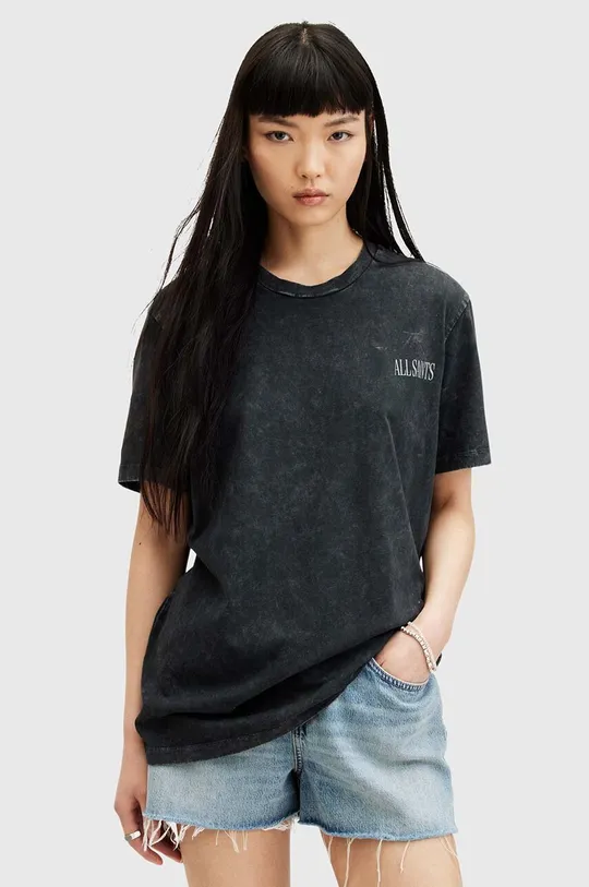 črna Bombažna kratka majica AllSaints MIC BF TEE Ženski