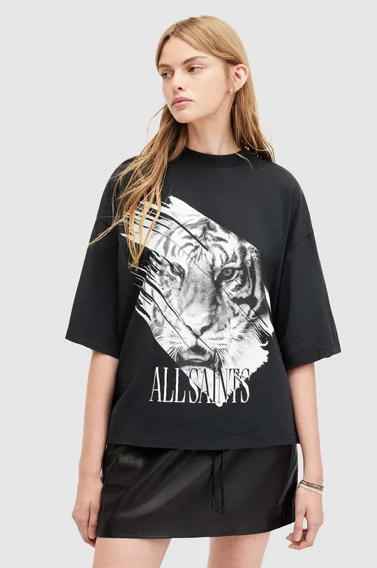 czarny AllSaints t-shirt bawełniany PROWL AMELIE TEE Damski
