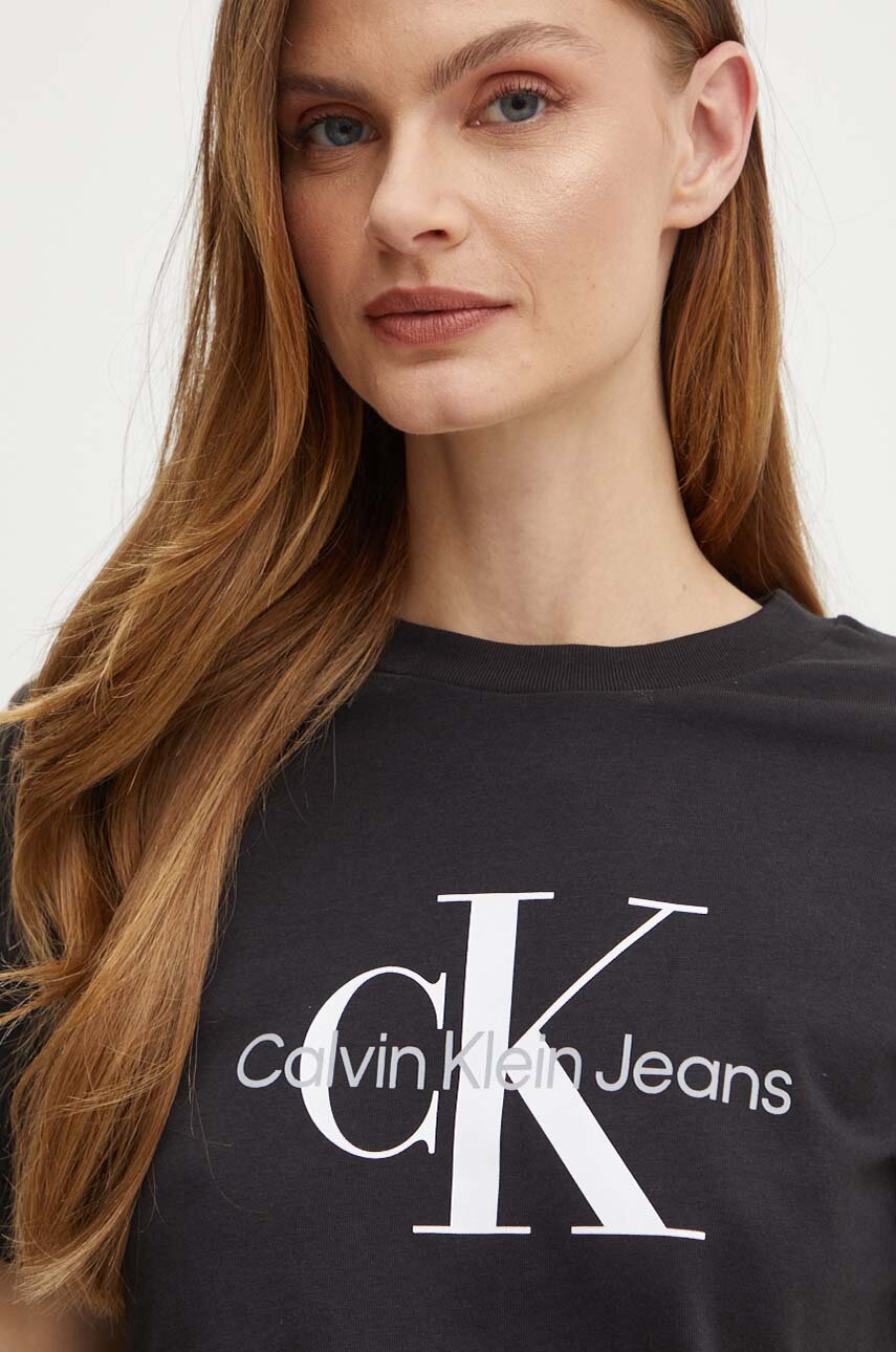 Calvin Klein Jeans T-shirt crop manica corta con logo bianco main image 1