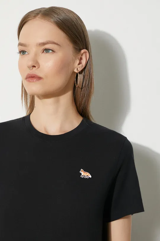 czarny Maison Kitsuné t-shirt bawełniany Baby Fox Patch Regular Tee Shirt Damski