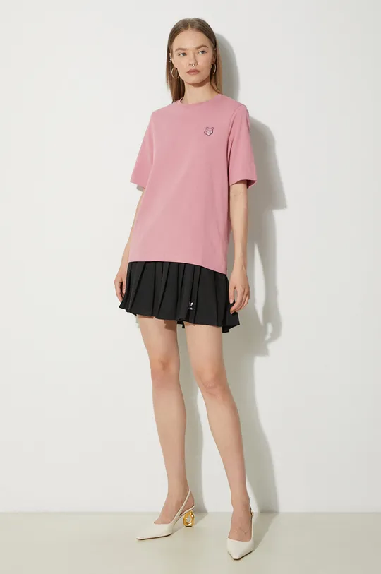 Bavlněné tričko Maison Kitsuné Bold Fox Head Patch Comfort růžová