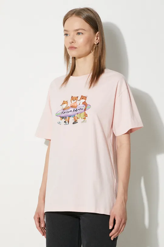 růžová Bavlněné tričko Maison Kitsuné Surfing Foxes Comfort Tee Shirt