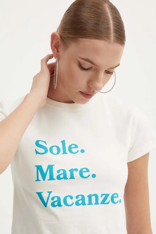 beżowy Drivemebikini t-shirt bawełniany Sole Mare Vacanze