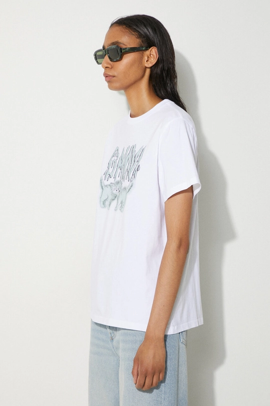 GANNI t-shirt in cotone Basic Jersey Love Cats Relaxed T-shirt T3917 bianco