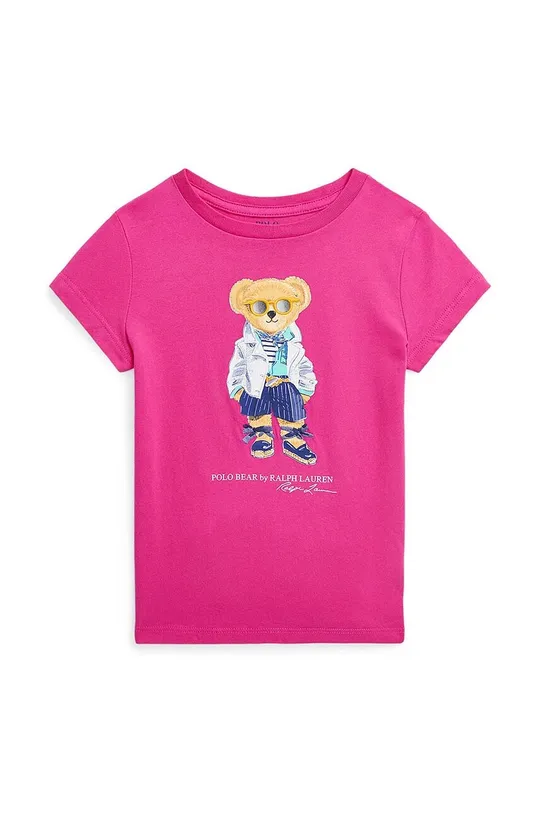 różowy Polo Ralph Lauren t-shirt bawełniany dziecięcy Dziewczęcy