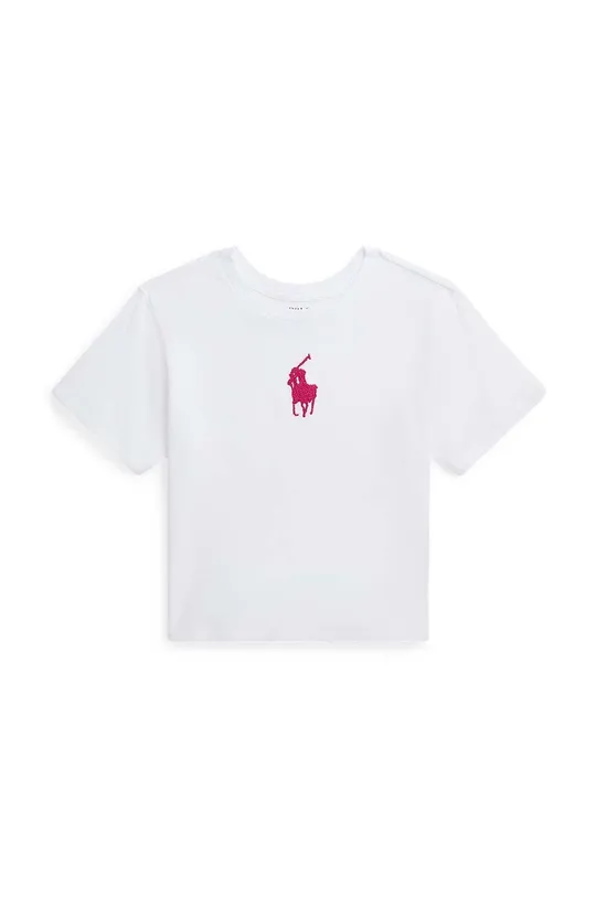bela Otroška bombažna kratka majica Polo Ralph Lauren Dekliški