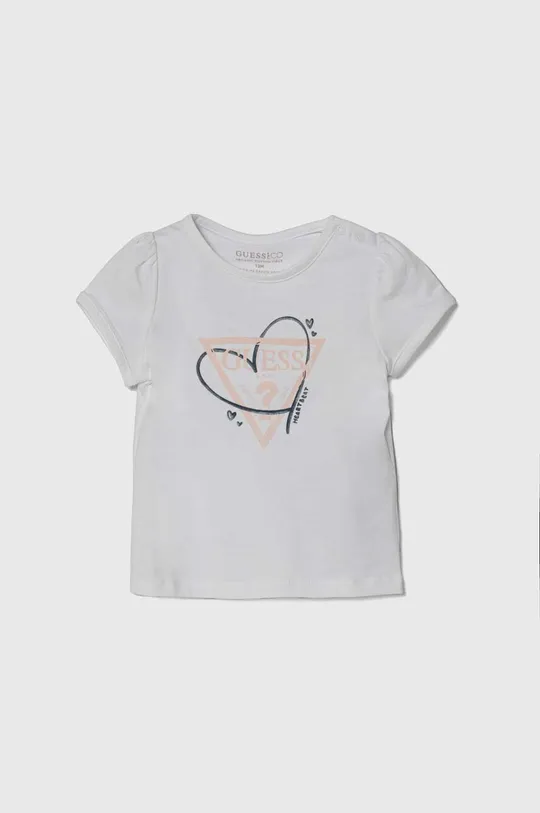 biały Guess t-shirt niemowlęcy Dziewczęcy