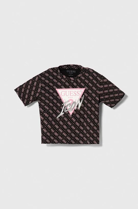 czarny Guess t-shirt dziecięcy Dziewczęcy