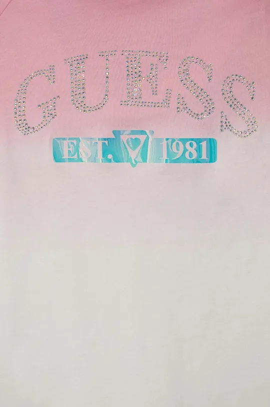 różowy Guess t-shirt bawełniany dziecięcy