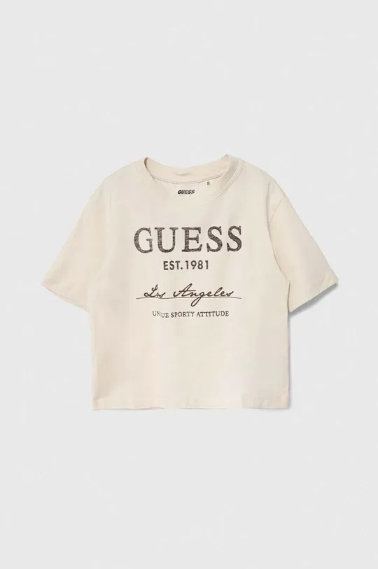 Bavlnené tričko Guess béžová