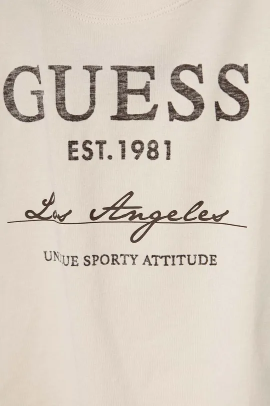 бежевый Хлопковая футболка Guess