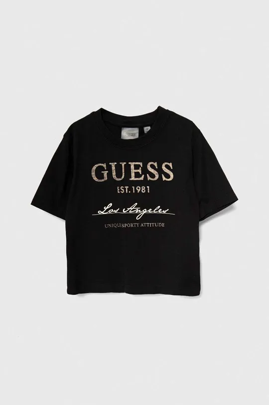 чёрный Хлопковая футболка Guess Для девочек