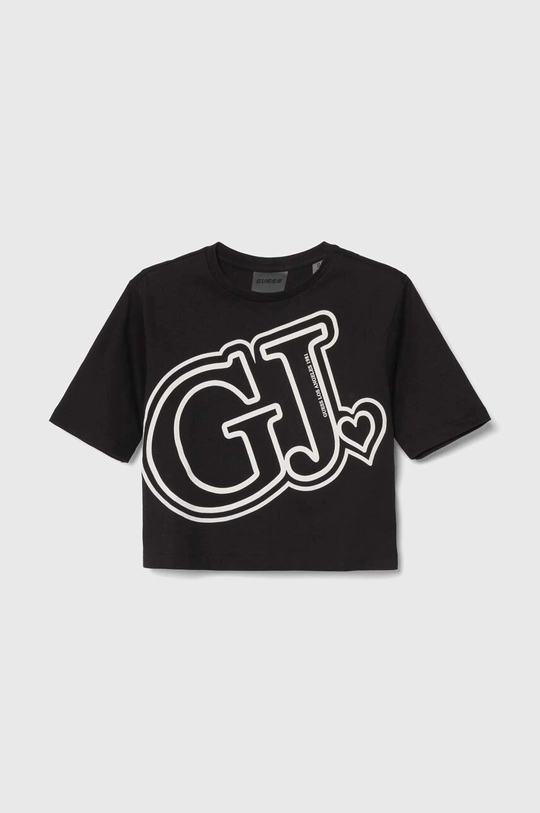 czarny Guess t-shirt bawełniany Dziewczęcy