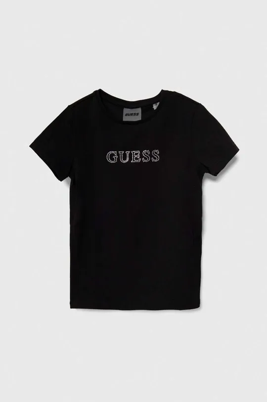 czarny Guess t-shirt dziecięcy Dziewczęcy