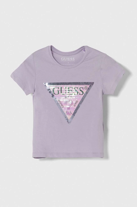 фіолетовий Дитяча футболка Guess Для дівчаток