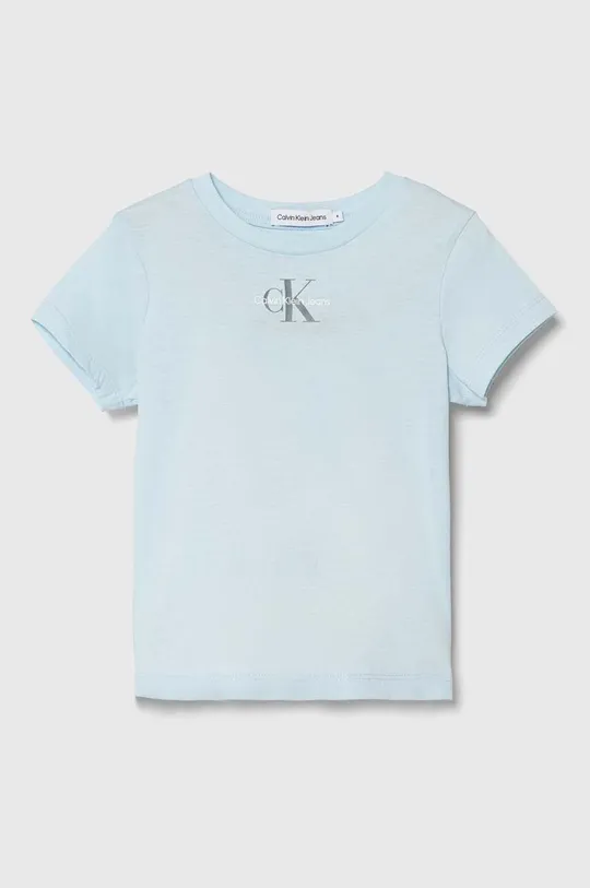 modra Otroška bombažna kratka majica Calvin Klein Jeans Dekliški