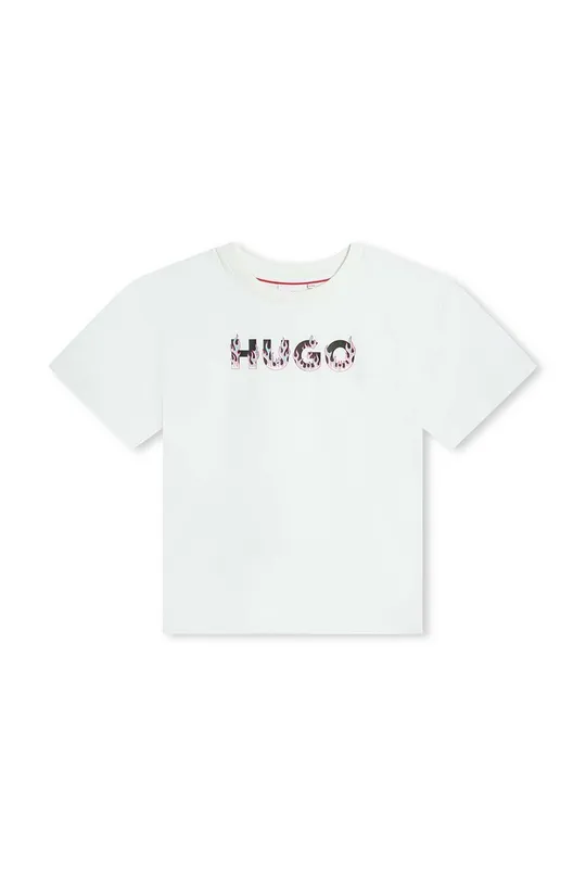 bela Otroška bombažna kratka majica HUGO Dekliški