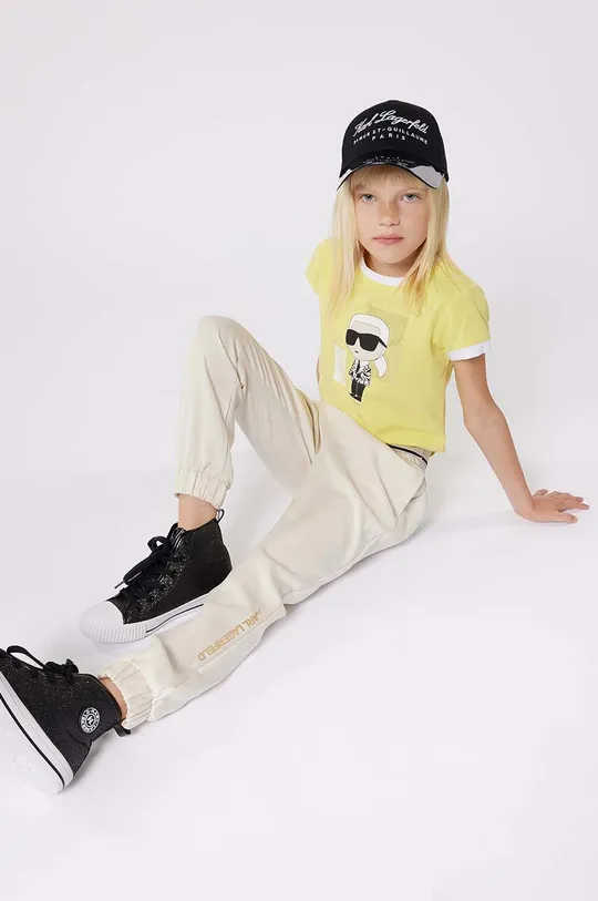 żółty Karl Lagerfeld t-shirt dziecięcy Dziewczęcy