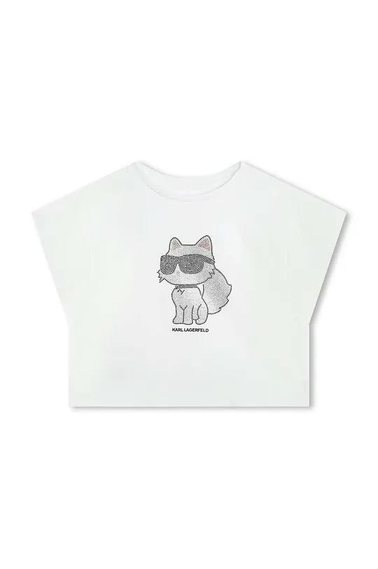 biały Karl Lagerfeld t-shirt bawełniany dziecięcy Dziewczęcy