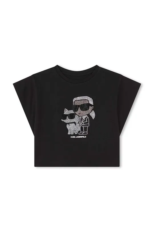 črna Otroška bombažna kratka majica Karl Lagerfeld Dekliški