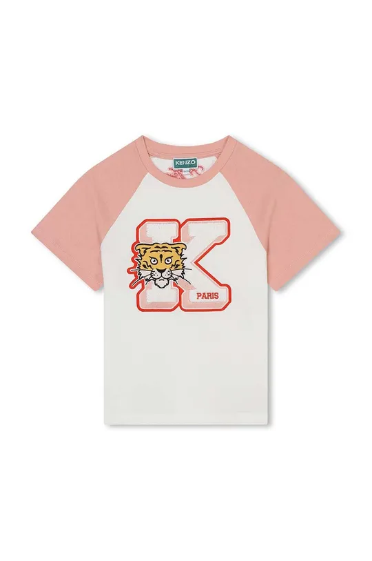 белый Детская хлопковая футболка Kenzo Kids Для девочек