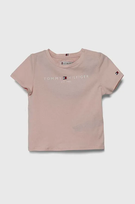 różowy Tommy Hilfiger t-shirt bawełniany dziecięcy Dziewczęcy