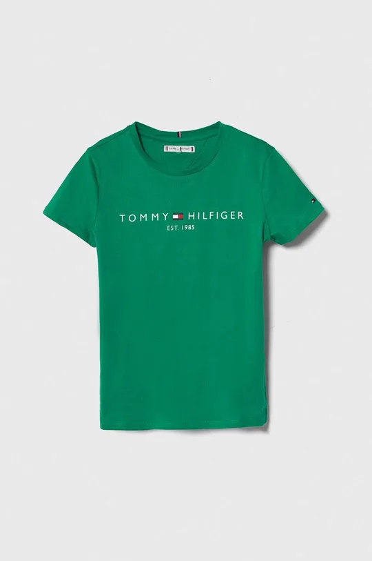 zielony Tommy Hilfiger t-shirt bawełniany dziecięcy Dziewczęcy