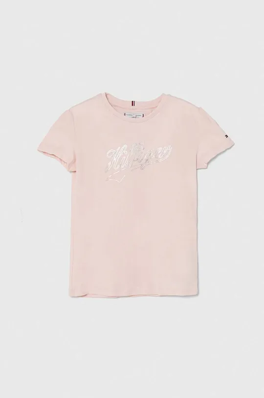 różowy Tommy Hilfiger t-shirt dziecięcy Dziewczęcy